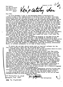 Letter to Bob Fabris from Ken Springsteen (1982, Jan 2)